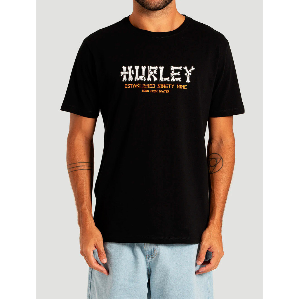 Camiseta Hurley Masculina Preta Original Silk Bones