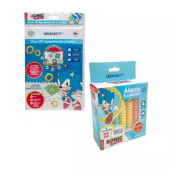 Kit Educativo Sonic: Livro 3D Aprendendo a Contar + Contador Ábaco Leonora