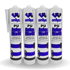 Kit 4 Selantes Poliuretano Adesivo Pu40 AnkerMix (2 BRANCO + 2 PRETO)