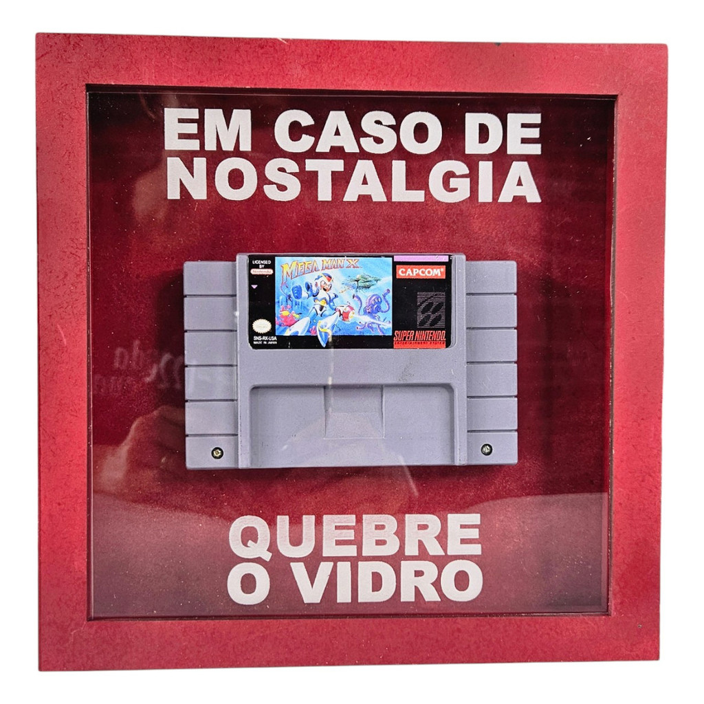 Quadro Cartucho Mega Man X Snes Nostalgia Quebre O Vidro