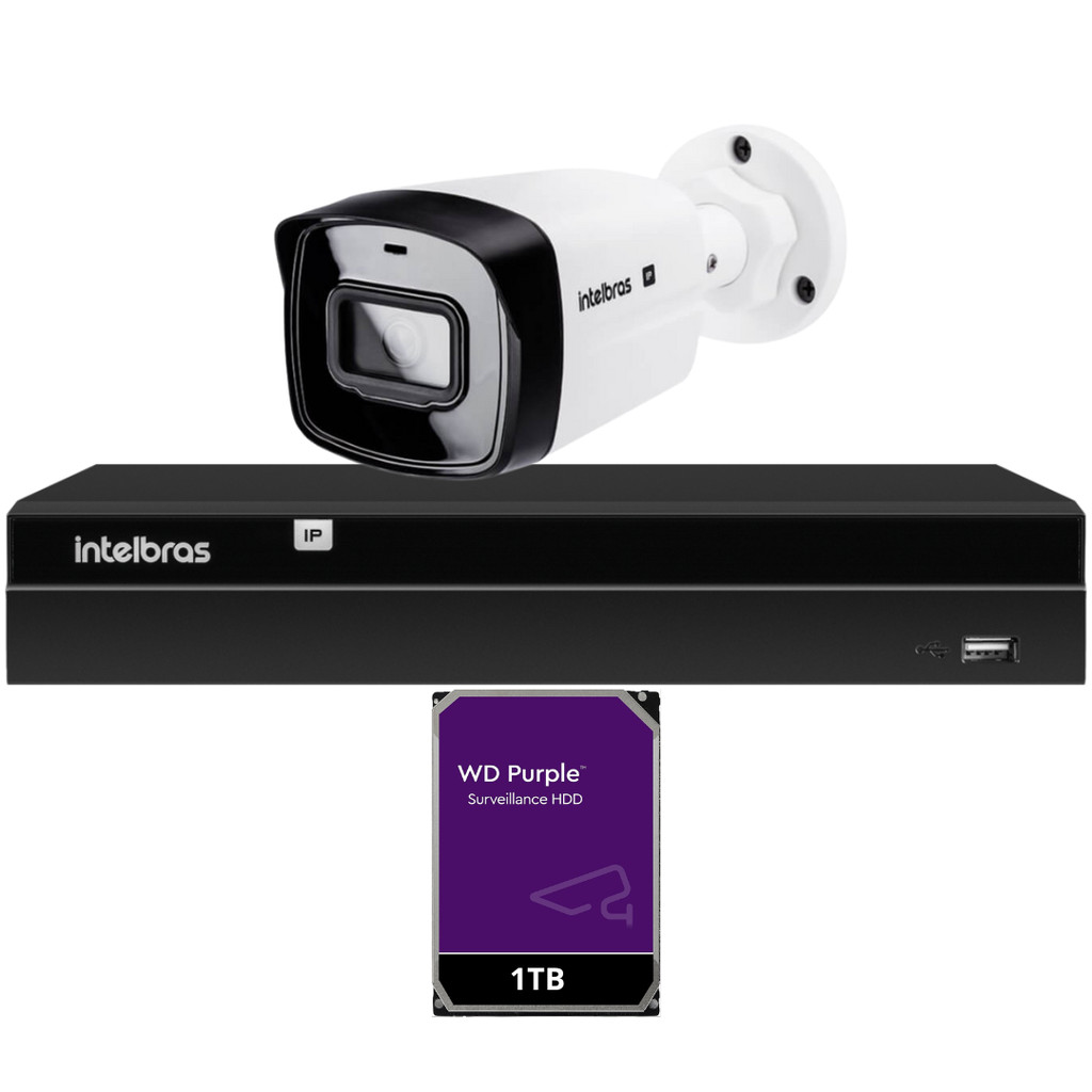 Kit 1 Câmera IP Vipc 1230B Intelbras NVD 1404P HD 1TB Purple