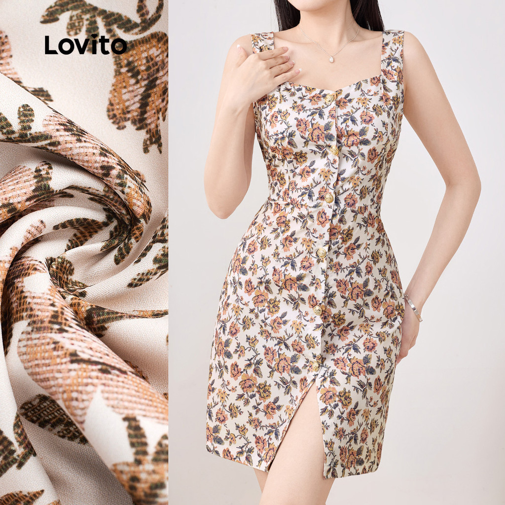 Lovito Vestido Casual de Botão para Primavera/verão para mulheres L143ED620 em Oferta na Shopee