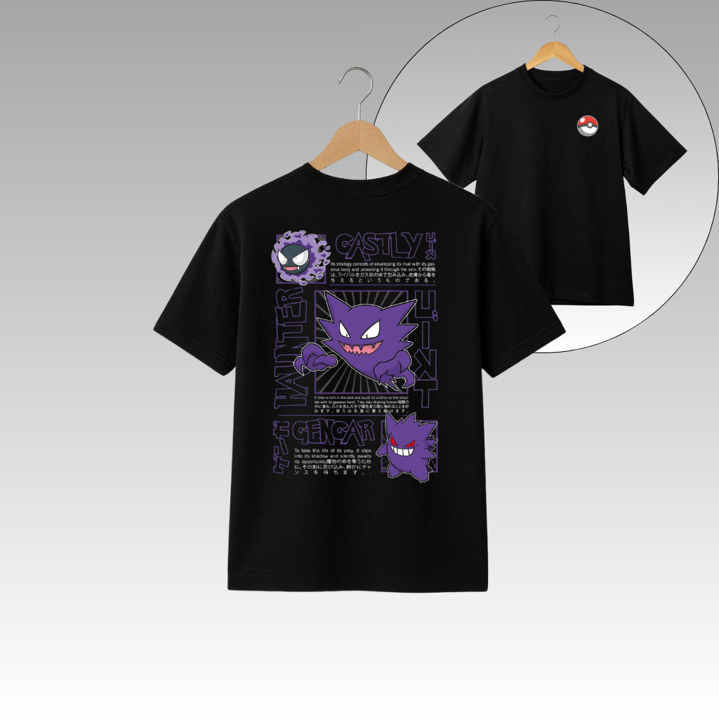 Camiseta Pokémon Gastly Evoluções Infantil Algodão tam 2 ao 14 unissex streetwear