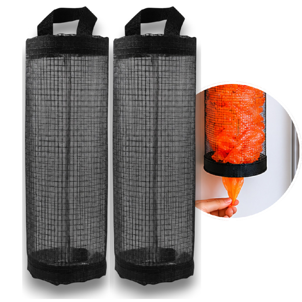 Kit 2 Und Puxa Saco Vertical Organizador Para Sacolas Plasticas Com Gancho De Pendurar Preto