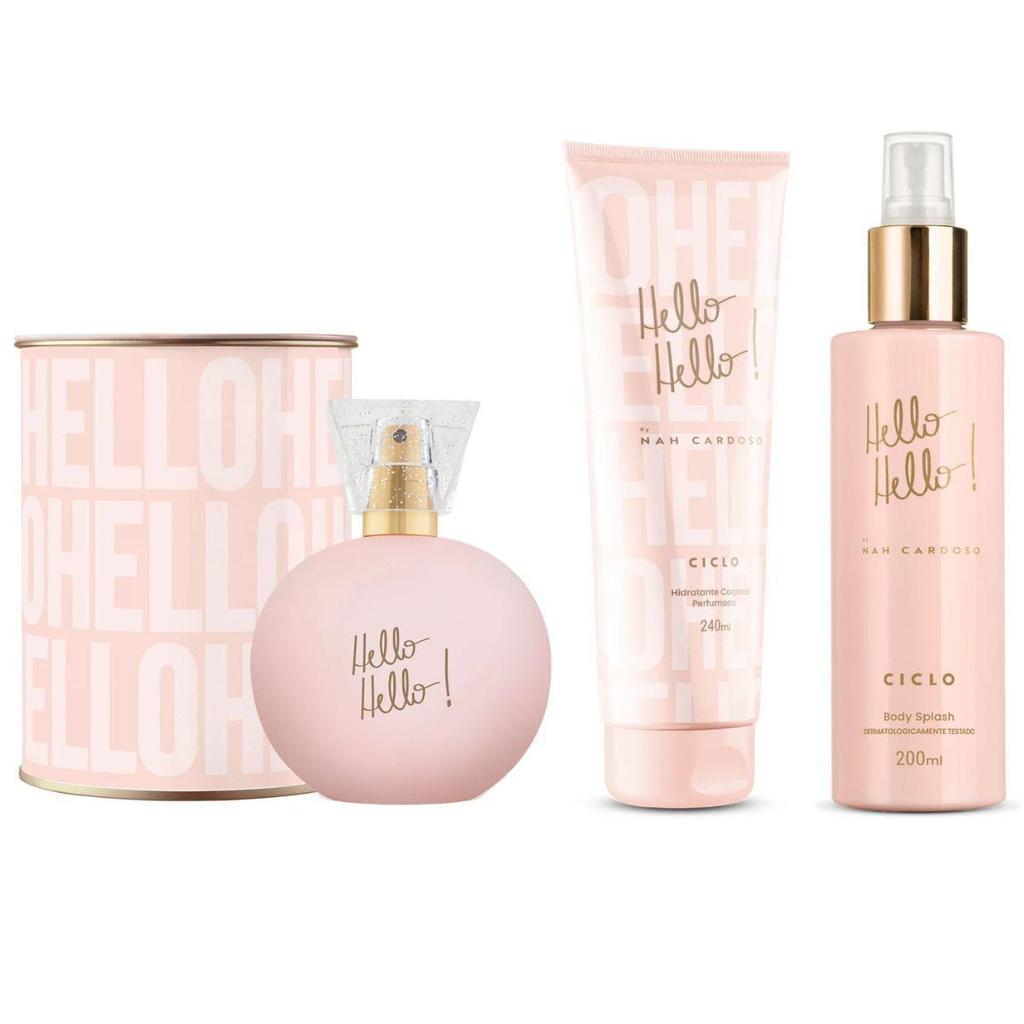 Combo Kit Hello Hello Nah Cardoso Perfume Deo Colonia 100ml + Body Splash + Loção Hidratante