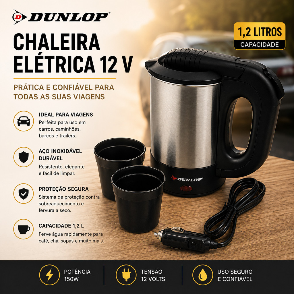Chaleira Elétrica Jarro Inox Para Carro E Caminhão 12v 500ml premium