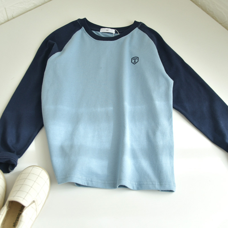 Crianças Raglan camiseta de manga comprida pele das crianças macio escovado algodão meninos simples cor combinando em to
