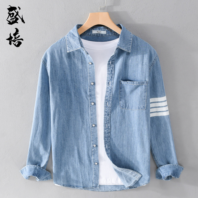 Roupas masculinas 2026 camisa jeans masculina simples moda única roupas masculinas na moda camisa de manga comprida esti