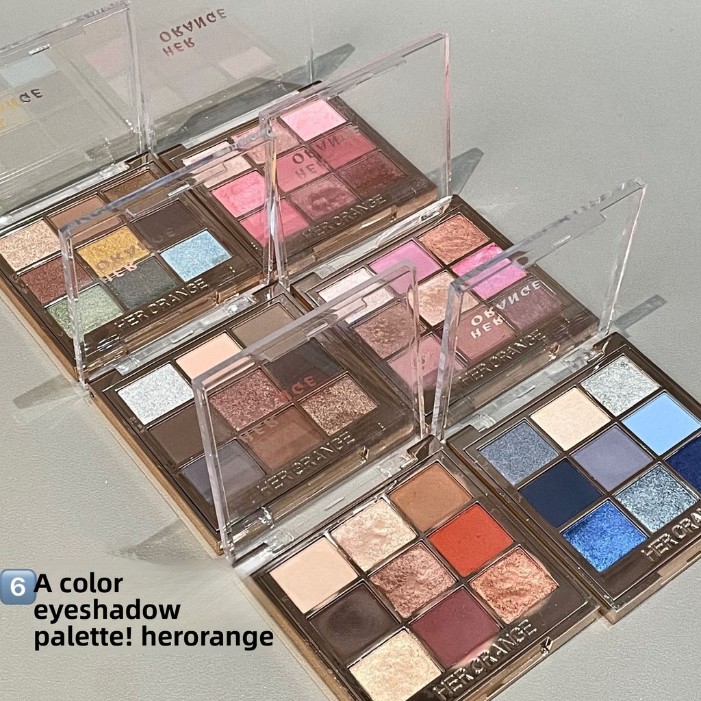 Paleta de sombras peroladas foscas finas e piscantes de nove cores segurando maquiagem renderização de cores não é fácil