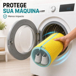 Bolsa para Lavar Tênis na Máquina Protege Sapatos e Lavadora com Microfibra 360°