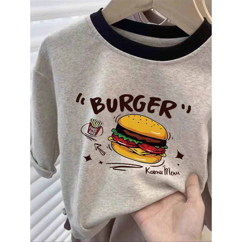 Meninos meninas puro algodão de manga comprida camiseta primavera novo estilo crianças dos desenhos animados contraste c