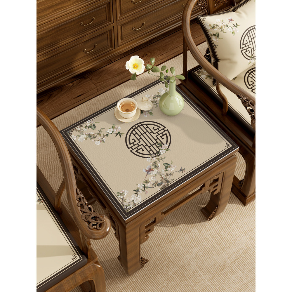 Novo estilo chinês pequena mesa de centro toalha de mesa impermeável à prova de óleo descartável couro mogno móveis almo