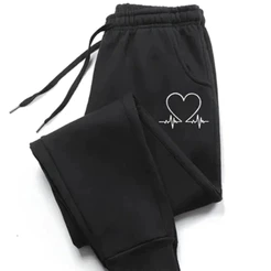 Calça Moletom Flanelada Estampa Coração Batimento Feminina