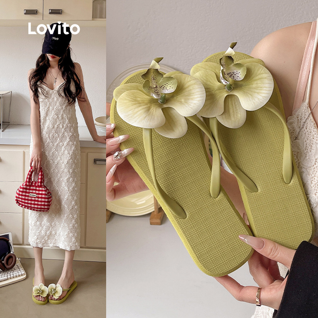 Lovito Férias Sandálias Planas Estilo Resort para mulheres LFA109133
