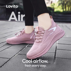 Lovito Tênis Casuais Respiráveis ​​e Confortáveis ​​para Corrida Estilo Coreano Para Uso Diário E Atividades Ao Ar Livre Ideais Para Mulheres LFAS7005