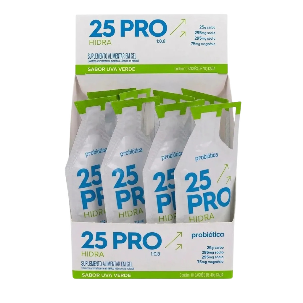 Gel 25pro Hidra Display 10 Sachês x 40g Uva Verde Probiótica