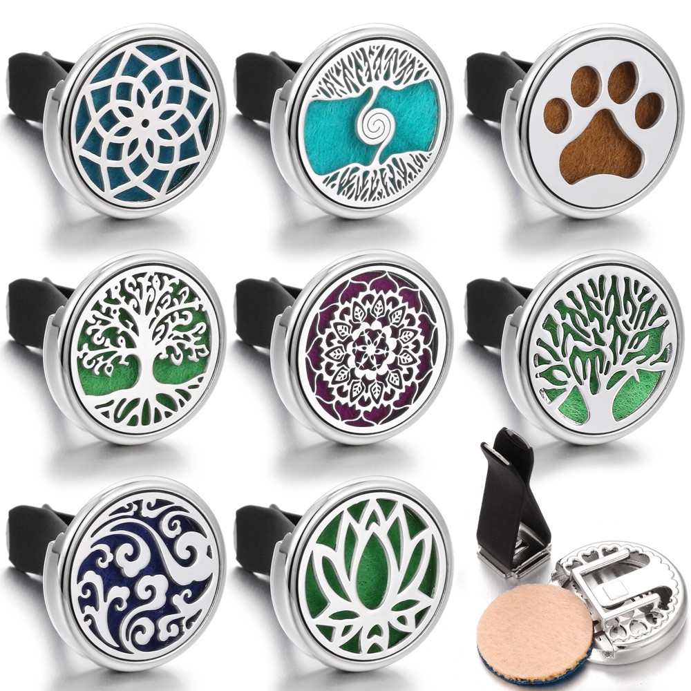 Aromaterapia Jóias Medalhão Pingente Carro Ambientador Aroma Difusor Perfume Óleos Essenciais Ventilação Clipe Dropsh
