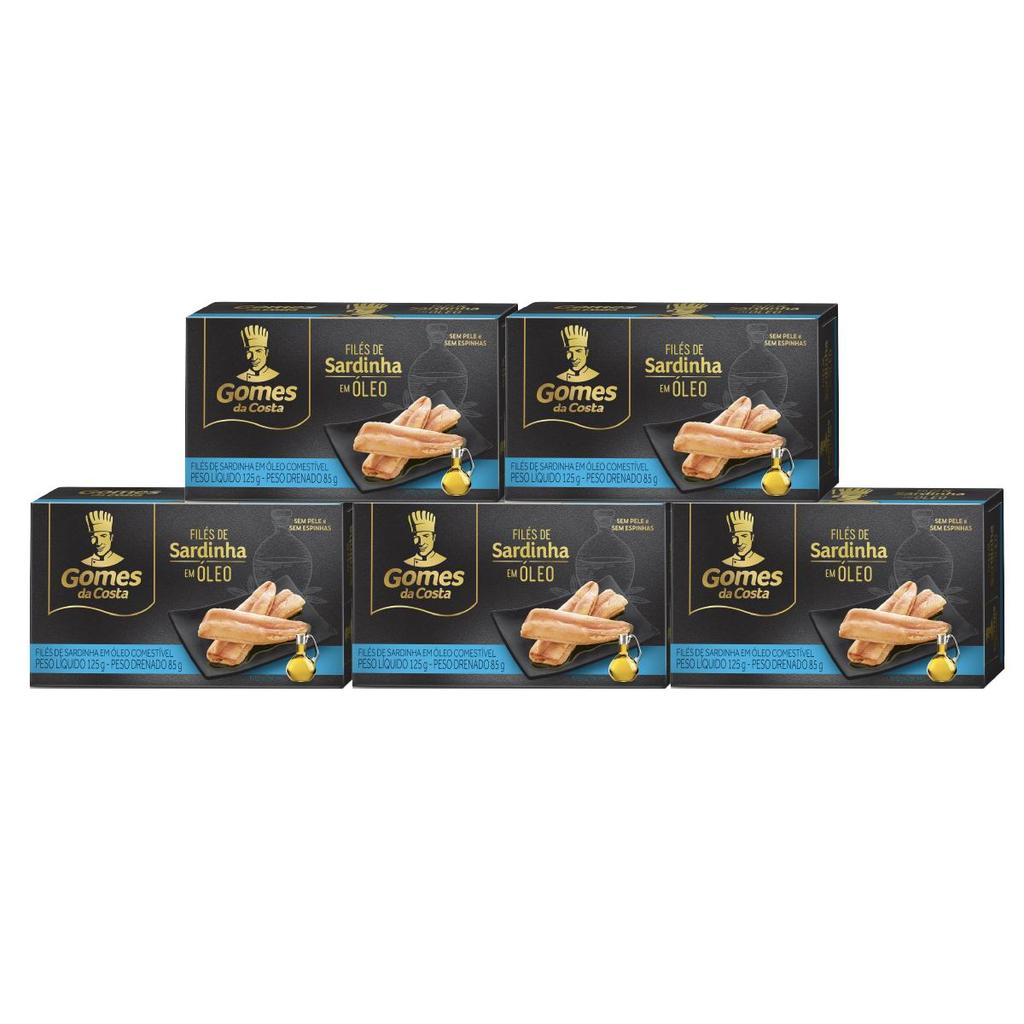 Kit 5 UN - Filés de Sardinha em Óleo - 125g - Gomes da Costa