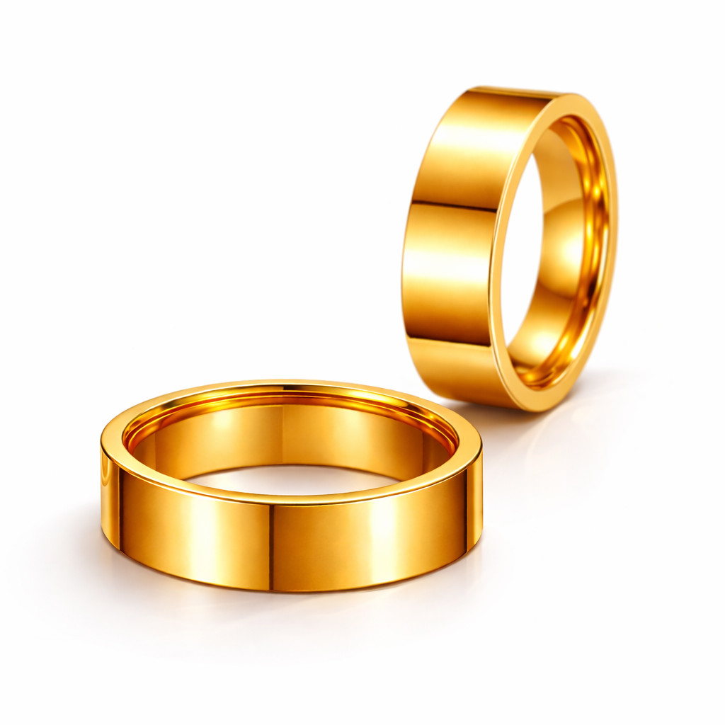 Par De Anel Reto 18k Noivos Luxo Ouro 8mm Casal Aliança