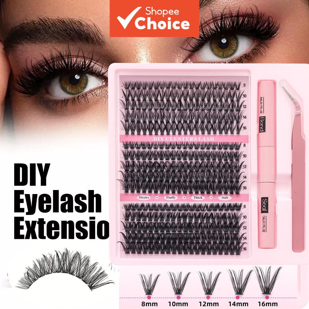 Diy Lash Clusters Kit 8-16mm Natural Banda Larga Extensão De Cílios Postiços Macios Com Ligação E Vedação