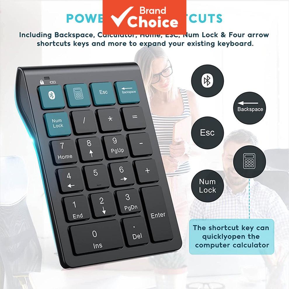 Teclado Numérico Bluetooth Sem Fio Jomaa, recarregável, portátil e fino, ideal para entrada de dados em laptops