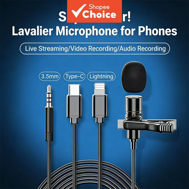 Microfone De Lapela Sem Fio Profissional Para Transmissão Ao Vivo Tipo C De 3.5 Mm E iPhone