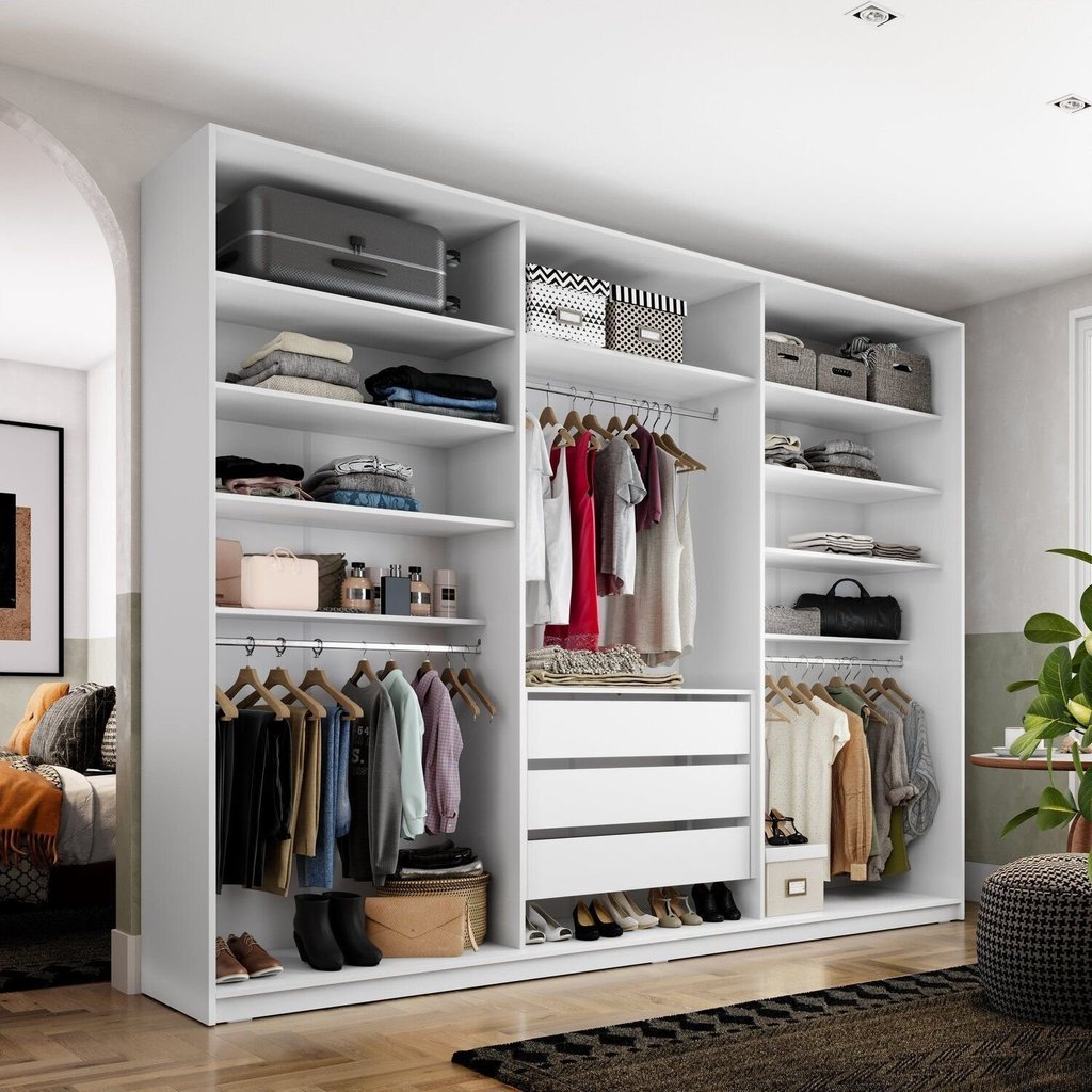 Closet Casal 100% MDF BP 237cm 3 Gavetas Monreale Branco Branco