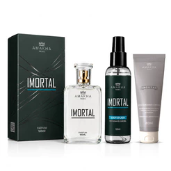 Kit Masculino Imortal Amakha Paris: Perfume 100ml + Body Splash + Hidratante |