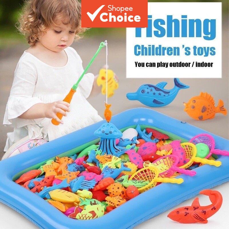 Conjunto De Brinquedos De Pesca Magnética Lagoa Inflável Para Crianças Presente De Formatura Brinquedo Hari Raya Dia Das