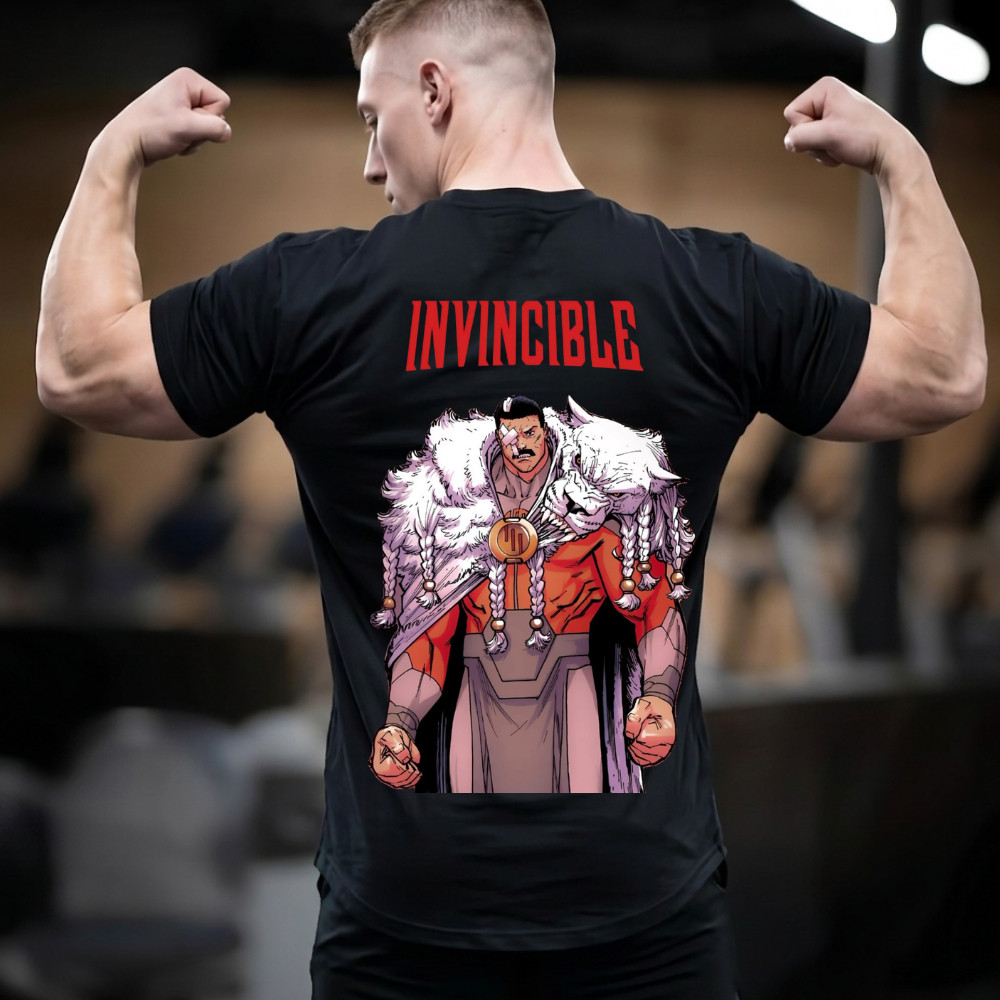 Camiseta  Masculina Oversized Confortavel Anime Invencível Thragg Estampada Camisa Para Academia Musculação