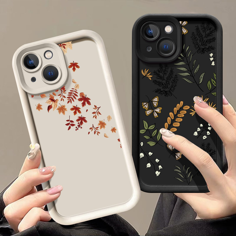 Moda Amarelo Caído Plantas Abstratas Impressão Caso De Telefone Compatível Para Samsung A15 A21S A22 A23 A24 A25 A31 A32