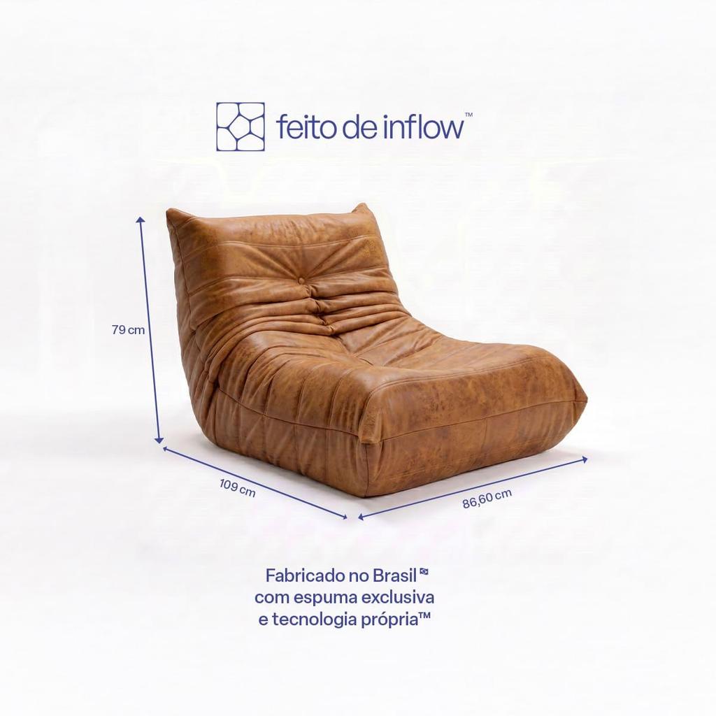 Poltrona Puff Retrô Inflow Poli Couro Vem Na Caixa Design Decorativo Para Sala Quarto Moderno · foto 2