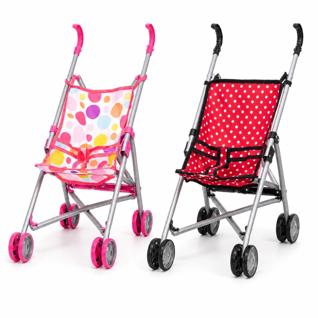 Carrinho De Boneca Dobravel Rosa Standard Castela Brinquedo Infantil Meninas Presente Passeio