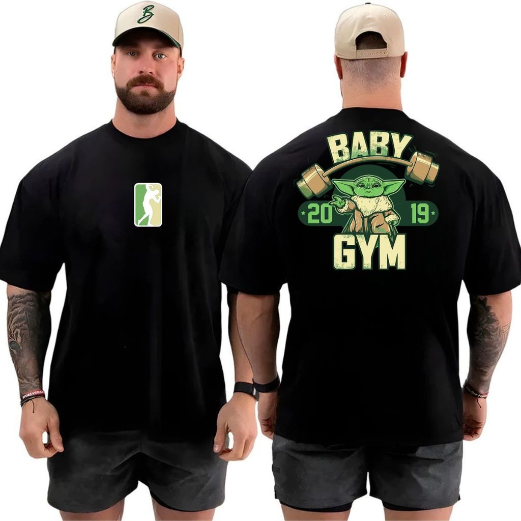 Camiseta masculina Oversized Estampa Baby Gym para Academia Musculação camisa algodão Streetwear 100% Algodão