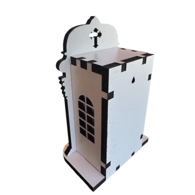 Capela Oratório em Mdf Branca Decorada a Laser Ideal para Abrigar Imagens — imagem 2 de 2