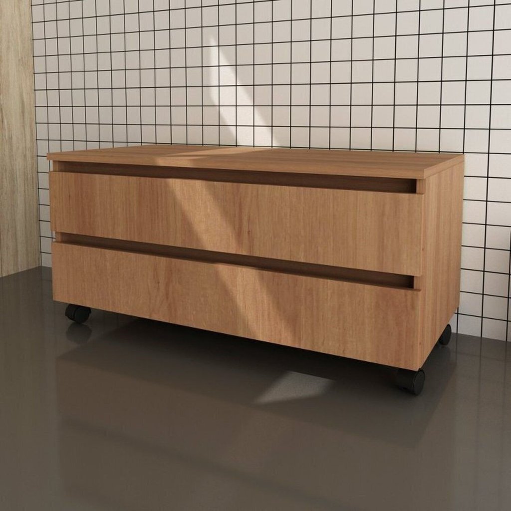 Kit com 2 Gabinetes para Banheiro com Rodizios 80cm Laranja/Amendoa