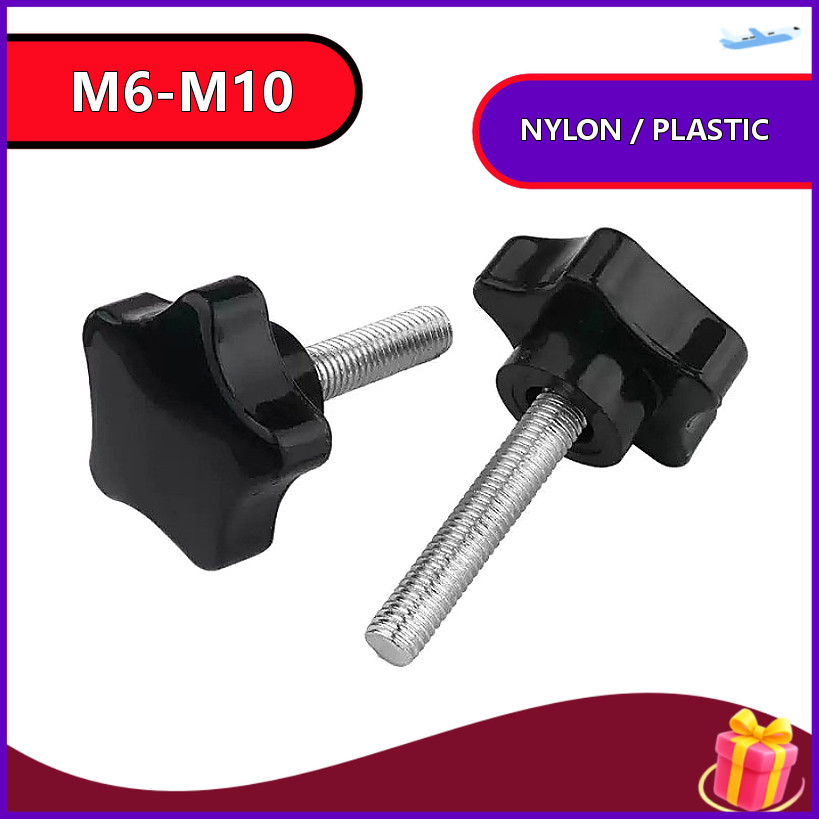 [5pcs] Parafuso manípulo estrela de 5 pontas M6 M8 M10 resistente [WDY-MB2]
