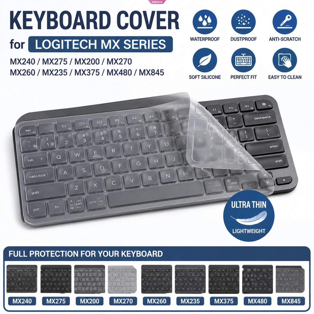 Capa De Teclado De Silicone Para Sem Fio Logitech MX240 MX275 MX200 MX270 MX260 MX235 MX375 MX480 MX845 , Pele Protetora
