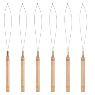 Oruola 6 peças de ferramentas para extensão de cabelo, passador de contas para cabelo, agulha passadora com cabo de made
