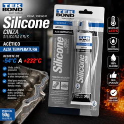 Silicone Alta Temperatura Acético Cinza Tekbond 50g