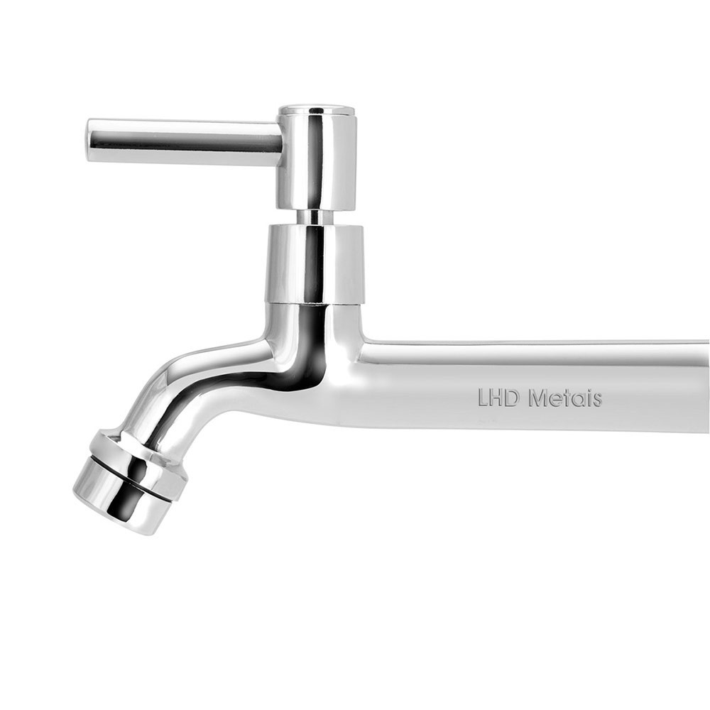 Torneira Tanque jardim cozinha Reta Parede Metal 22cm 1/4v Agua Quente Fria Gourmet Modelar — imagem 2 de 2