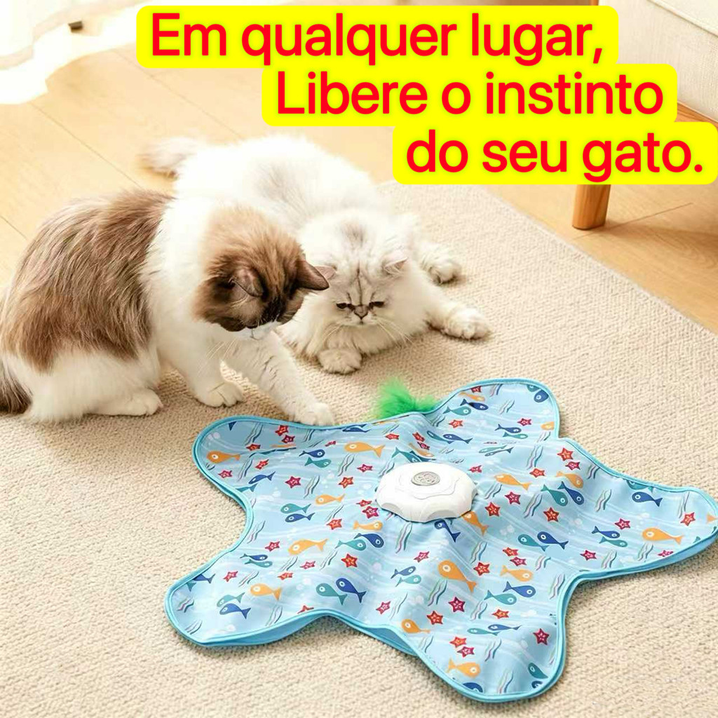 Brinquedo em Forma de Estrela Interativo para Gatos, Mouse Ativado por Movimento, Sons Atraentes e Penas Ocultas