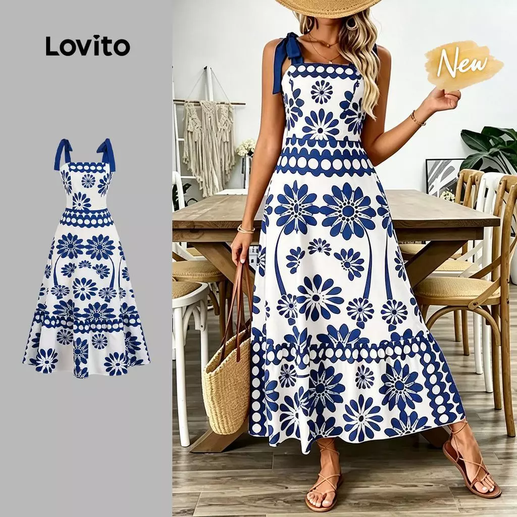 (New Arrival) Lovito Padrão de Vestido Boho com Zíper Vestido de Primavera/verão para Mulheres LBL37039 — imagem 1