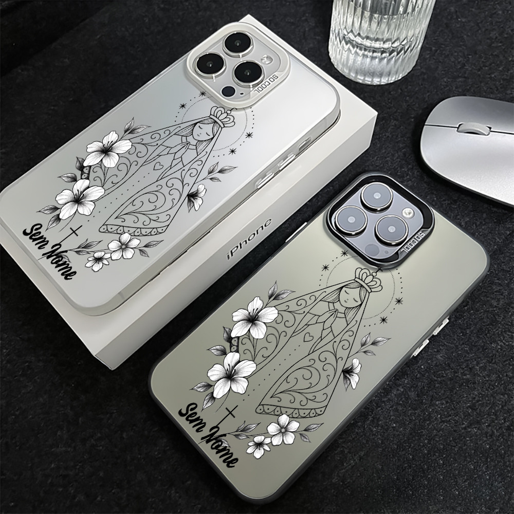 Nossa Senhora Personalizada com Nome Capa Capinha Para iPhone 7 8 14 15 16 Plus 11 12 13 17 Pro XS Max XR SE Normal