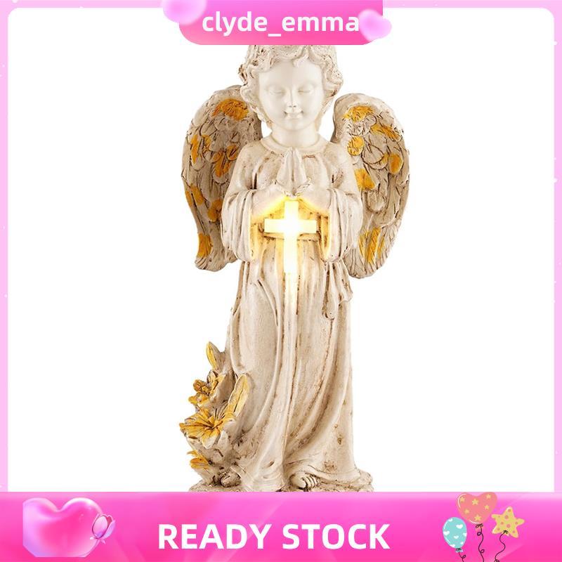 Luz Solar De Estatuetas De Anjo , Estátuas Solares De 12 " Para Jardim Externo , Decoração De Quintal , Destaque De Cami