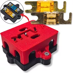 KIT PORTA FUSÍVEL DUPLO MIDI TIPO FACA BARRAMENTO DISTRIBUIDOR + 2 FUSÍVEIS MIDI FACA 40A E 70A