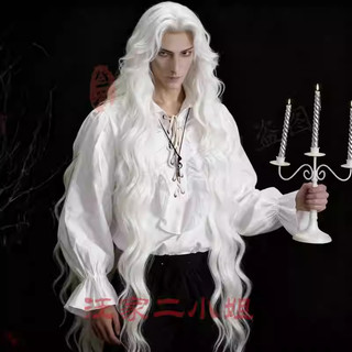 Medieval Retro vampiro palácio elfo camisa babados largo grande Griffis cosplay masculino feminino