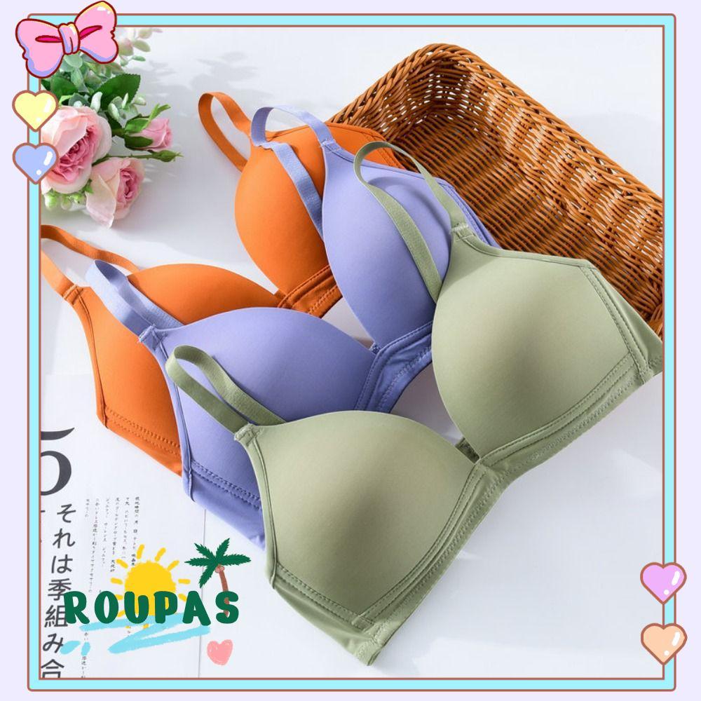 ROUPAS Sutiã Feminino , Push Up Fino Sem Fio AB Cup Sutiãs , Moda Costura Cor Sólida Roupa Interior Feminina