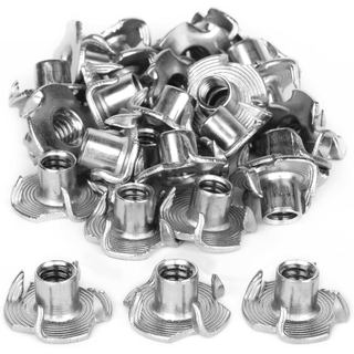 Porcas T 1/4"-20 30 Peças Aço Inoxidável 304 Porcas T de Quatro Garras para Madeira, Suportes de Escalada, Móveis de Arm