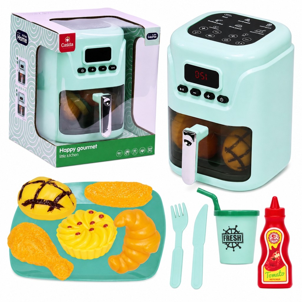 Air Fryer Brinquedo Gourmet Som Luz Acessorios Castela
